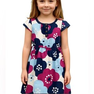 Gymboree Girls Dress, bold vintage floral print, Size 7,  Cotton, Good cond